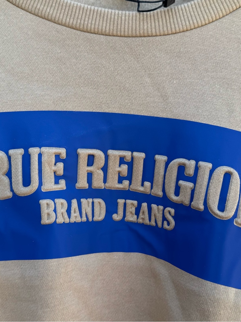 True Religion Travertine Sweatshirt with Royal Blue Panel